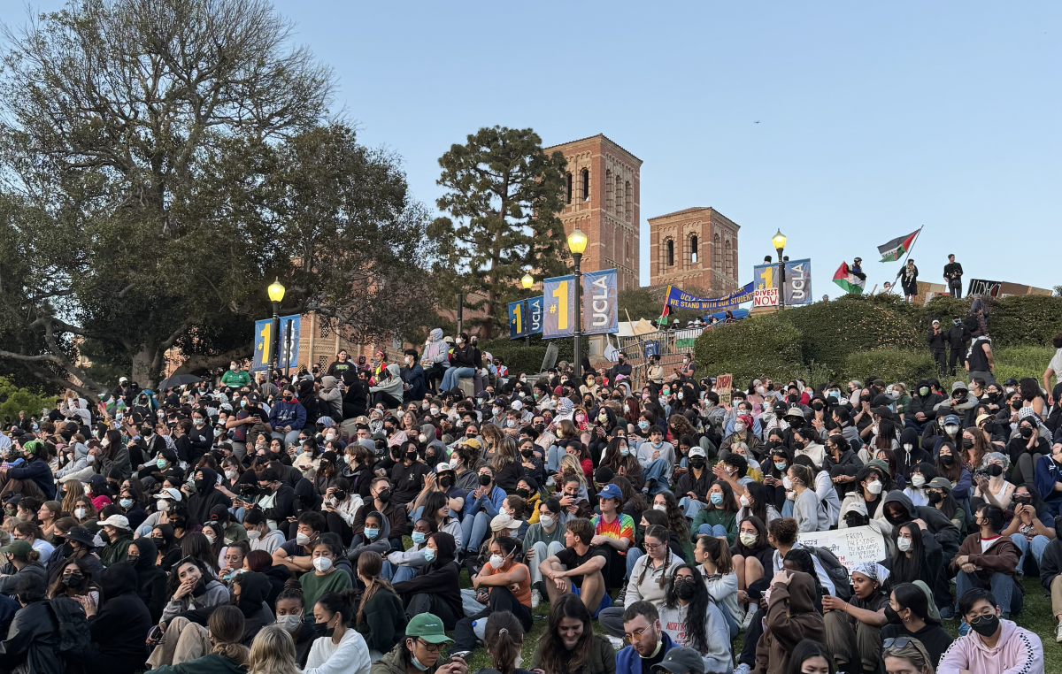 Pro-Palestine student protesters at the University of California Los Angeles (UCLA), including McLean alums, sit in on a campus lawn hours before a violent police attack on the UCLA encampment.